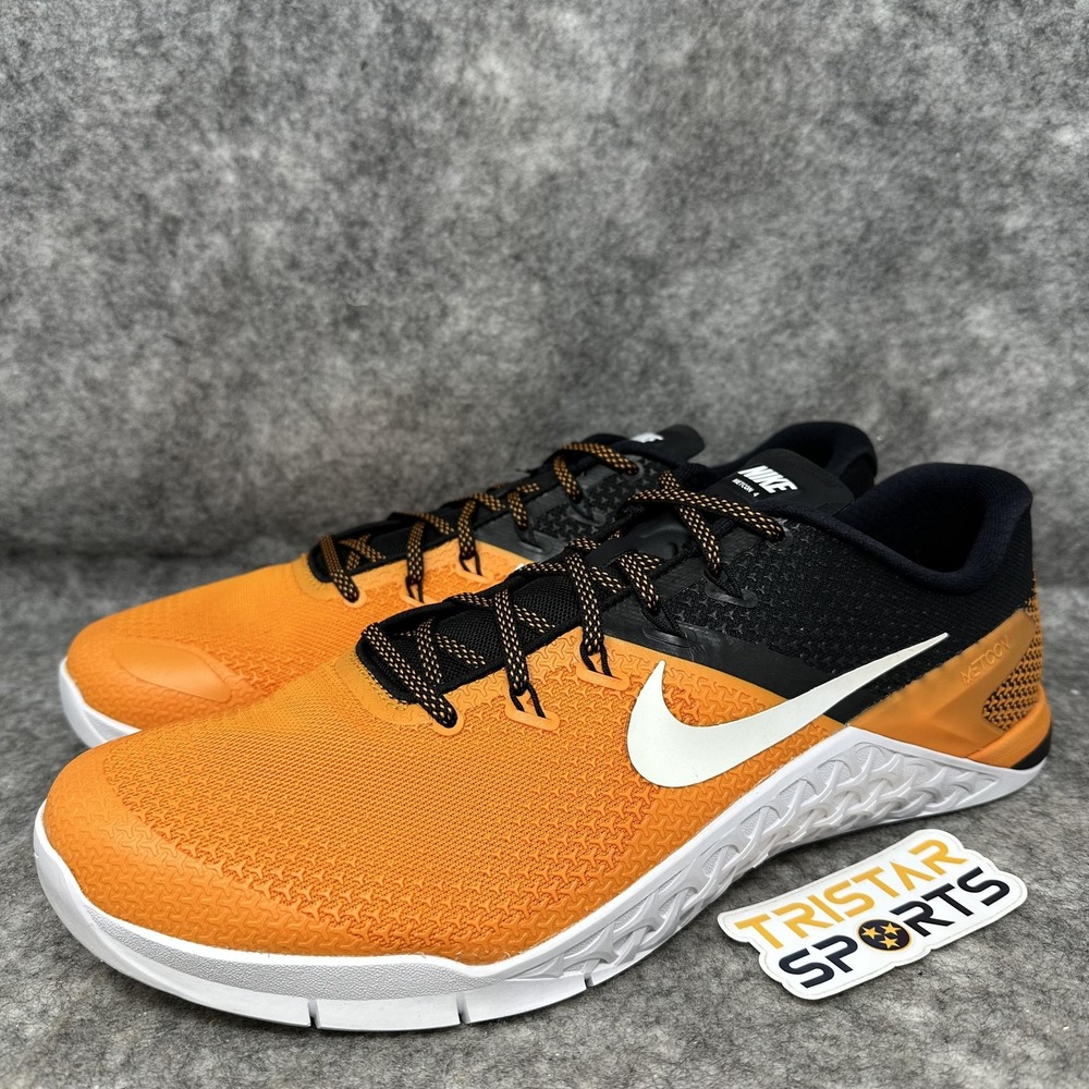 Nike Metcon 4 Shoes Mens Size 15 Orange Black White Training CrossFit AH7455-801